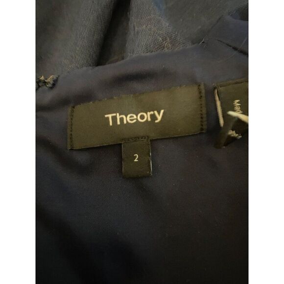 Theory women's Navy Blue A-Line knee length short sleeve lined Dress Size 2 - Picture 6 of 9